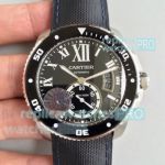 Swiss Grade Cartier Calibre De Diver W710056 Watch SS Black Rubber